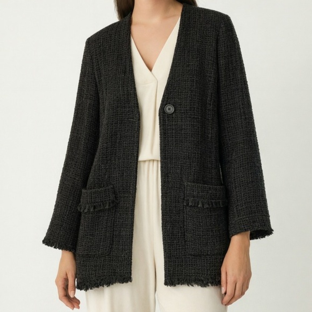 Rodebjer Maggie  Italian Waffle Knit Blazer Women S Black‎ Quiet Luxury Career